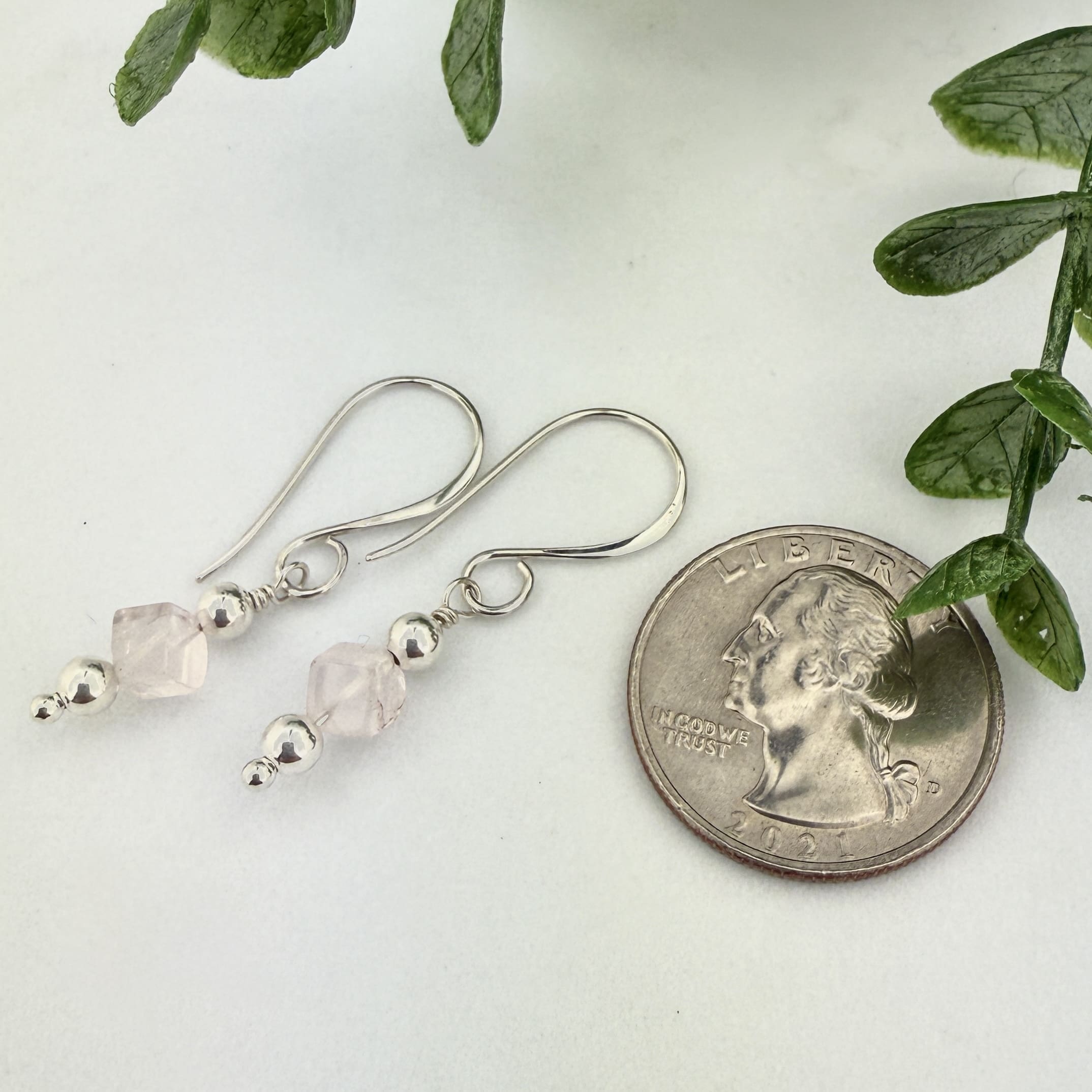 Rose Quartz Sterling Silver Earrings - Image 3
