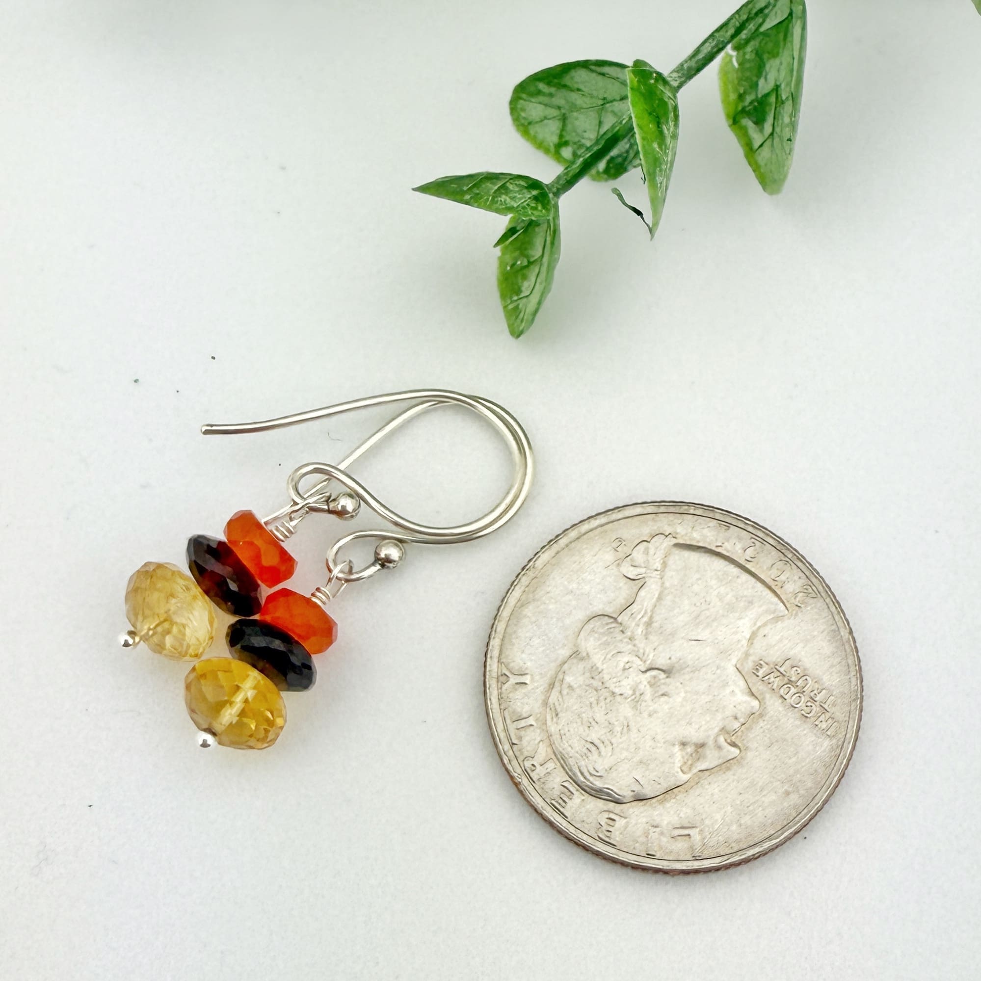 Citrine, Garnet & Carnelian Earrings – Sterling Silver - Image 2