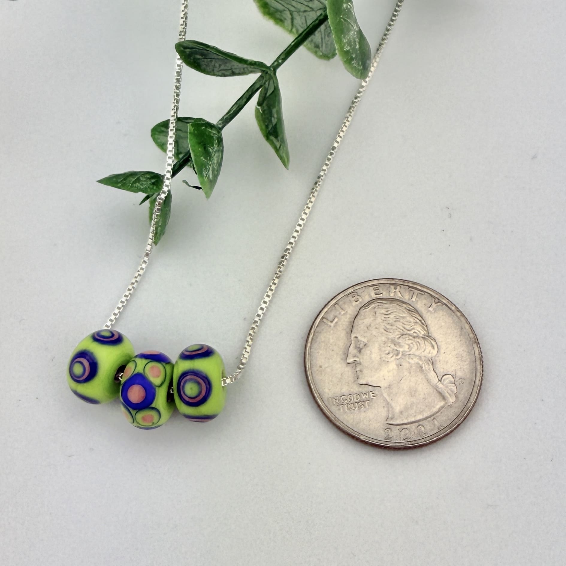 Lampwork Glass Bead Necklace – Sterling Silver - Image 2