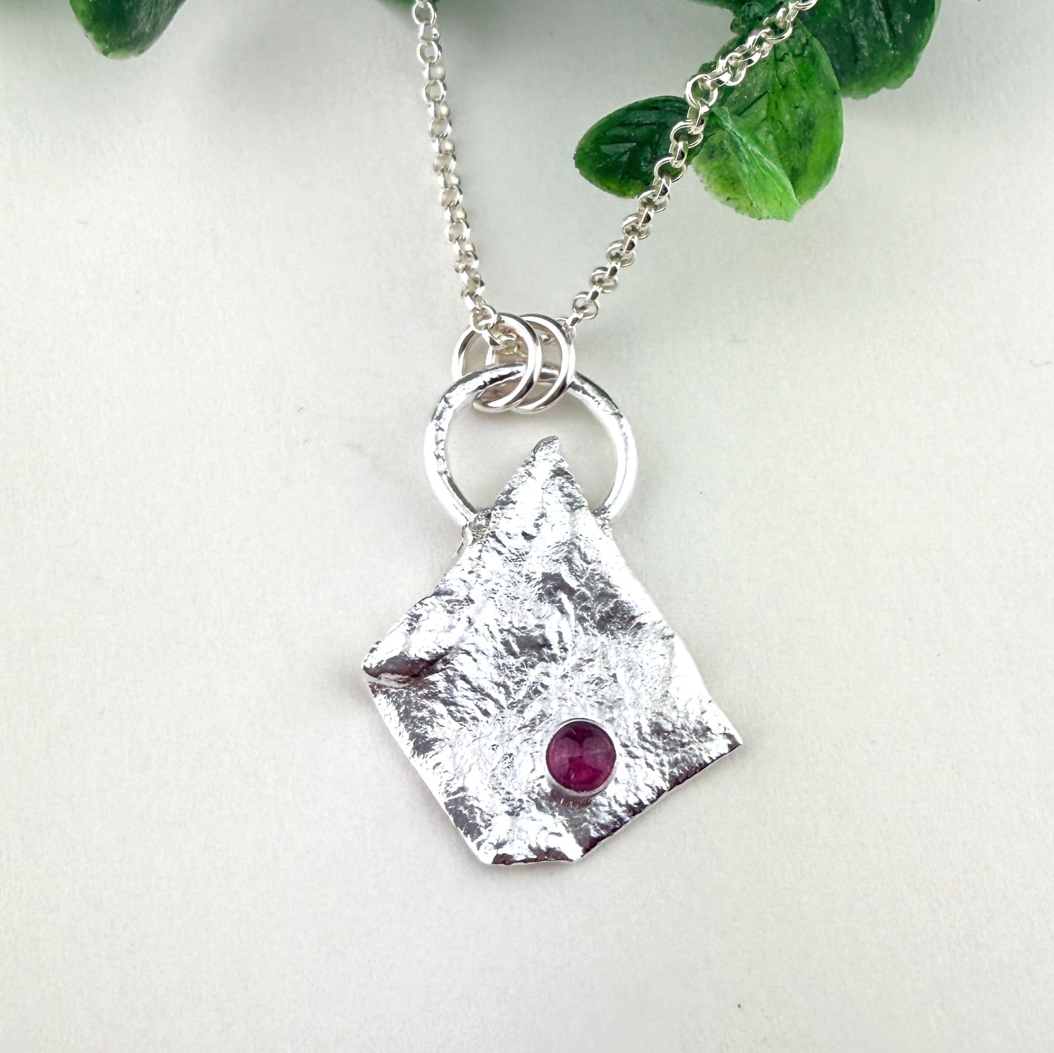 Pink Tourmaline Sterling Silver Necklace