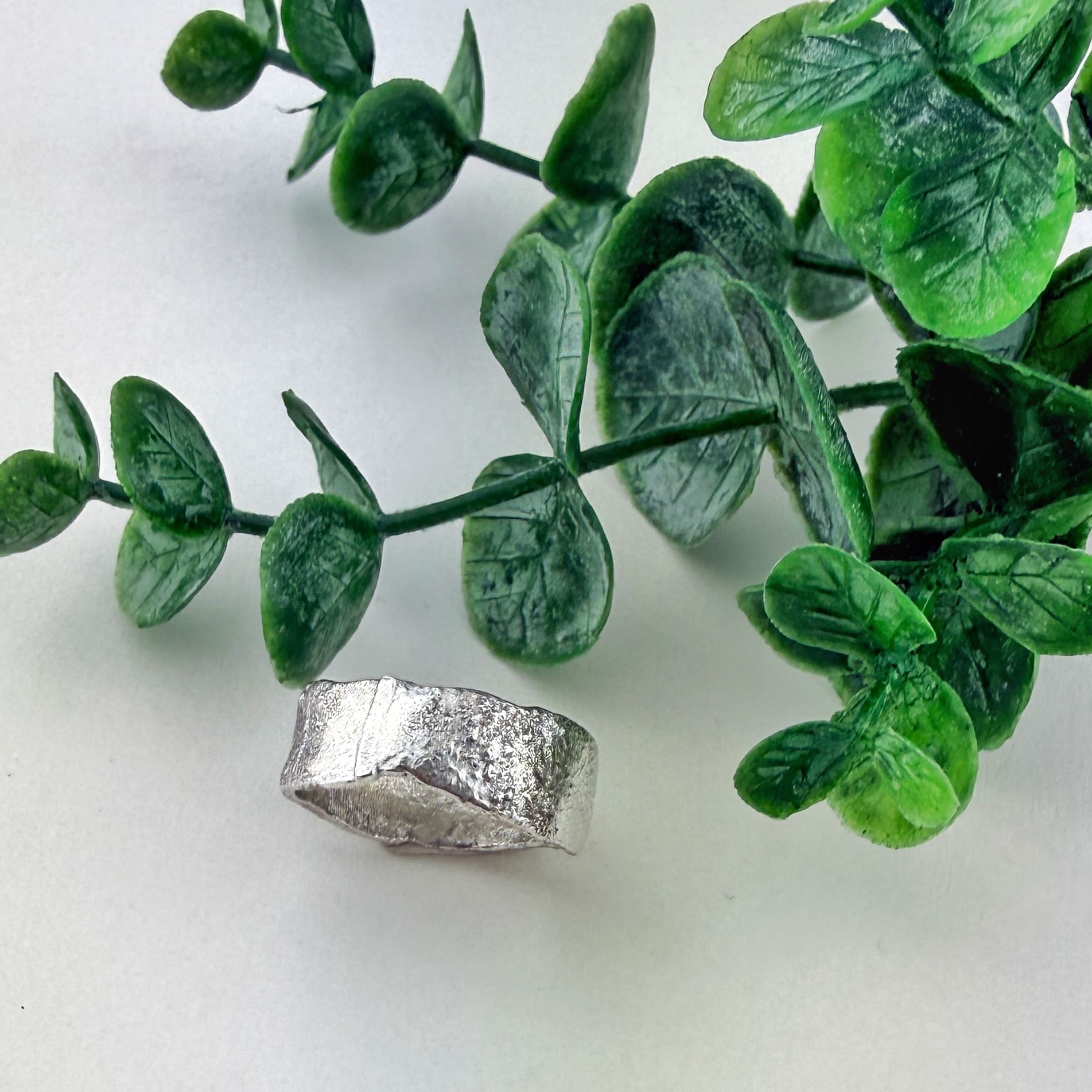 Sterling Silver Textured Band — Size 7