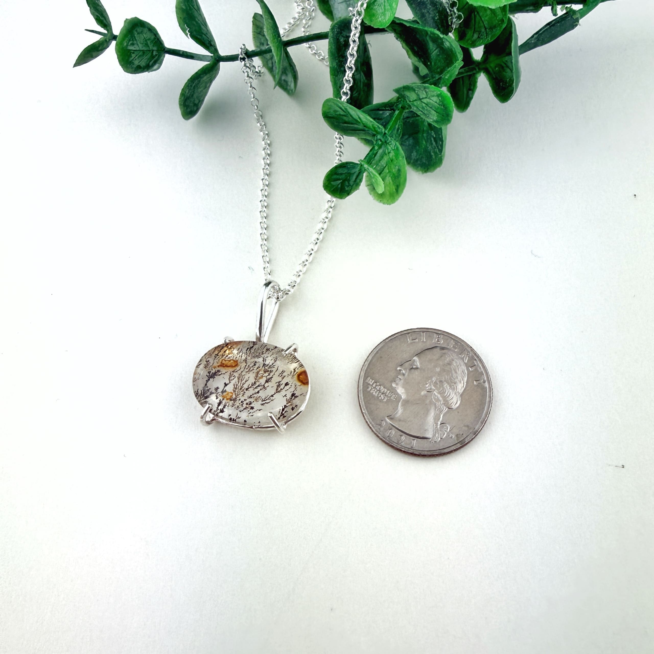 Dendric Quartz Sterling Silver Window Necklace - Image 2