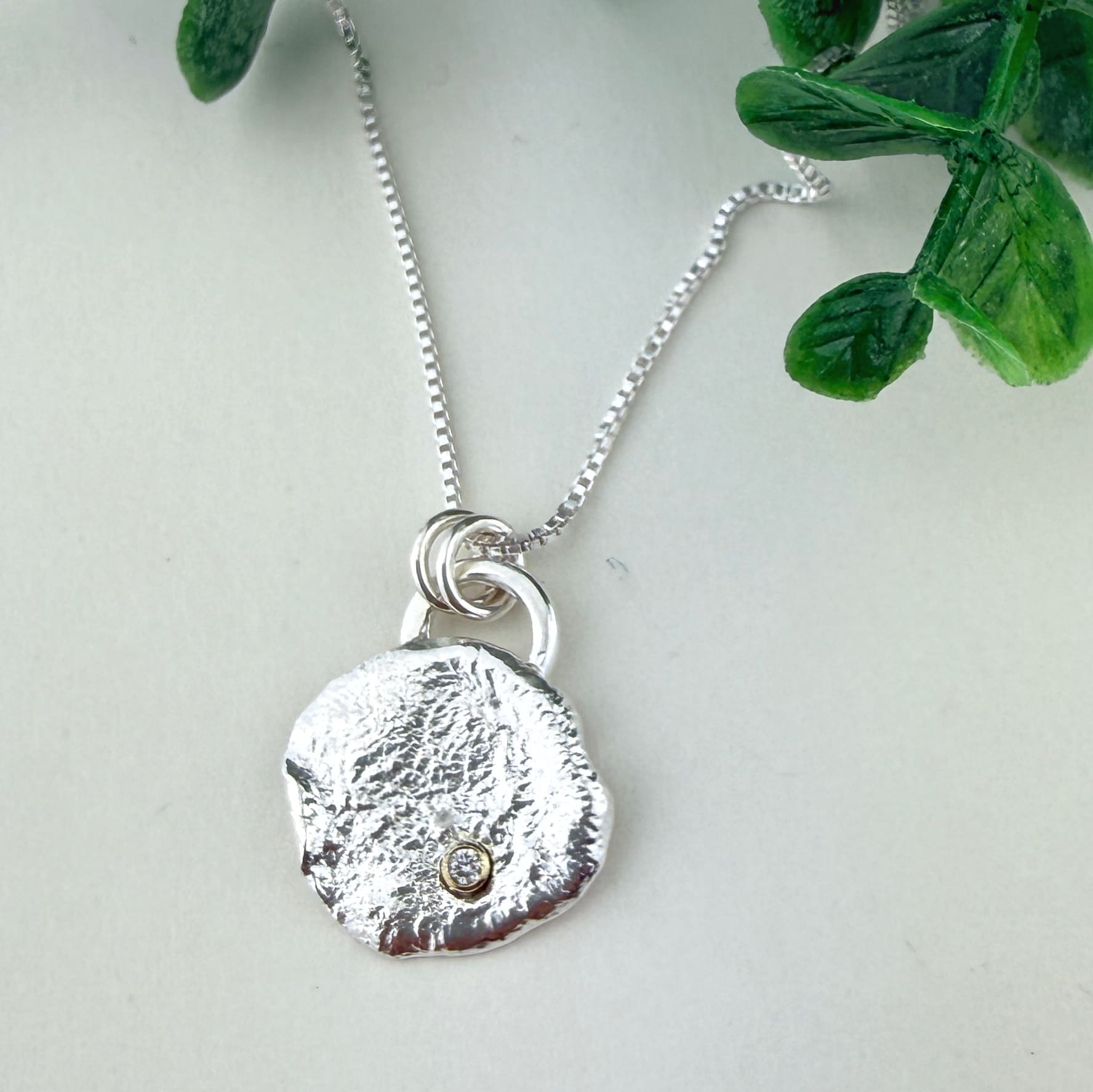 Sterling Silver 18kt Gold Diamond in the Rough Necklace