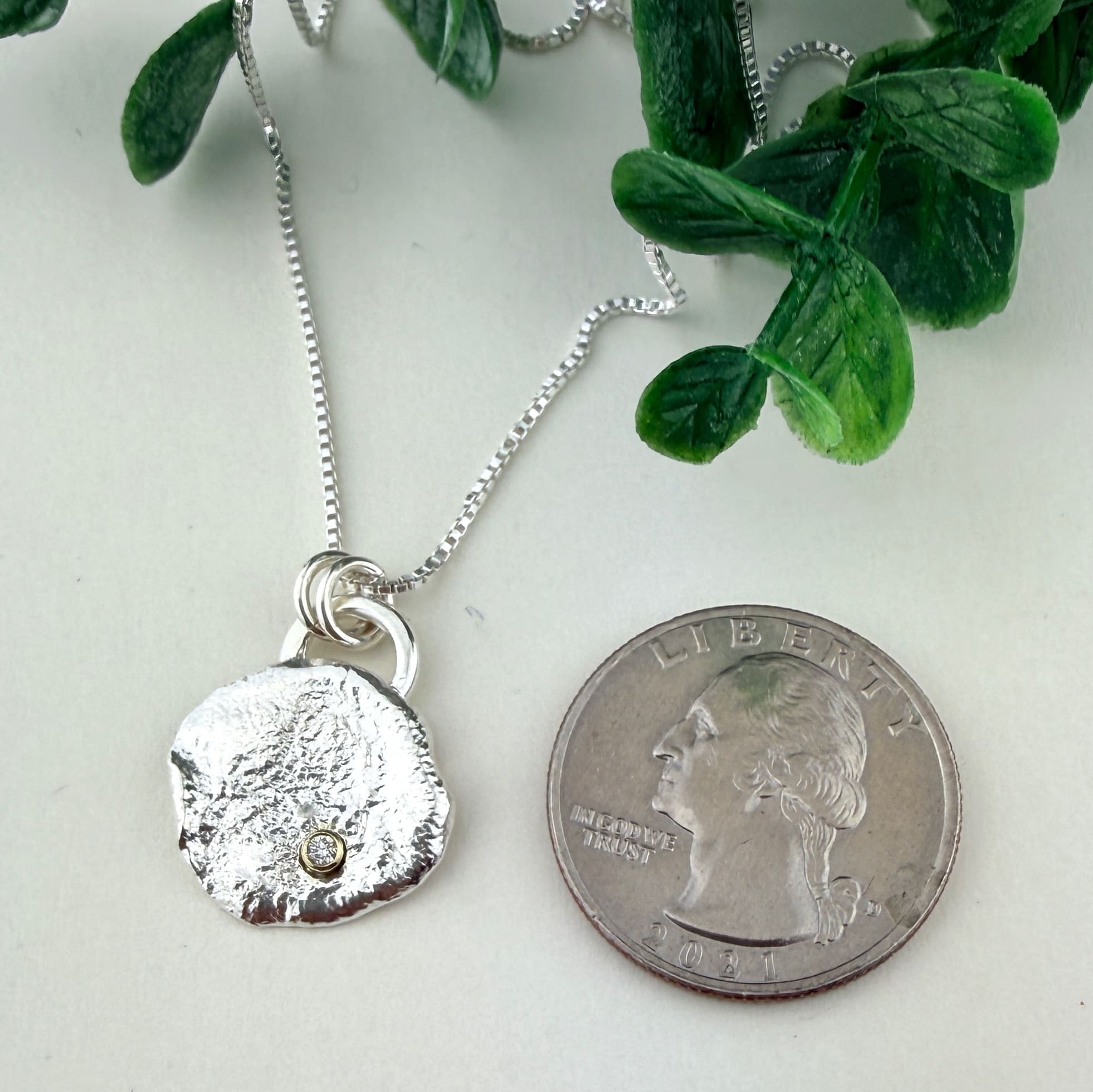 Sterling Silver 18kt Gold Diamond in the Rough Necklace - Image 2