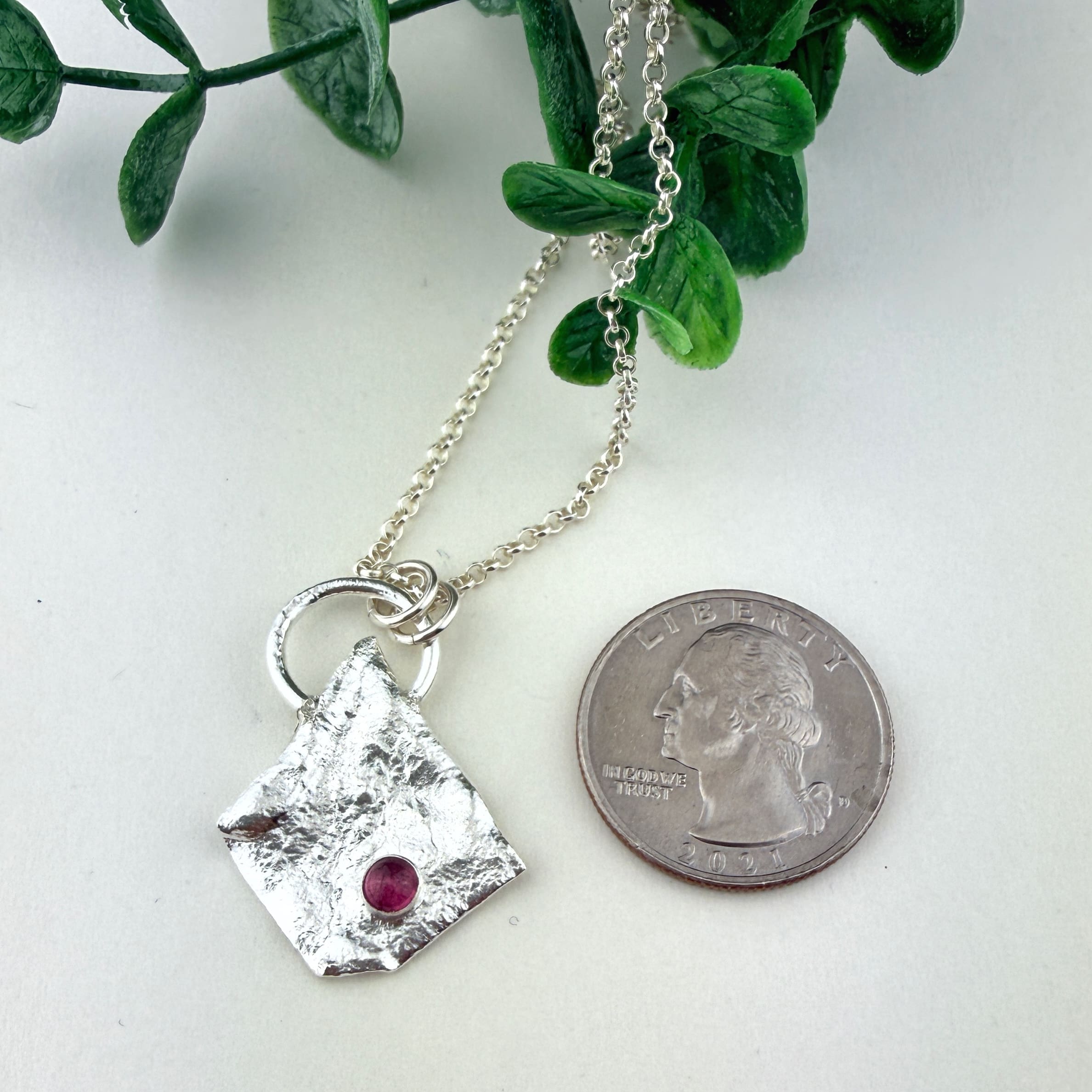 Pink Tourmaline Sterling Silver Necklace - Image 2